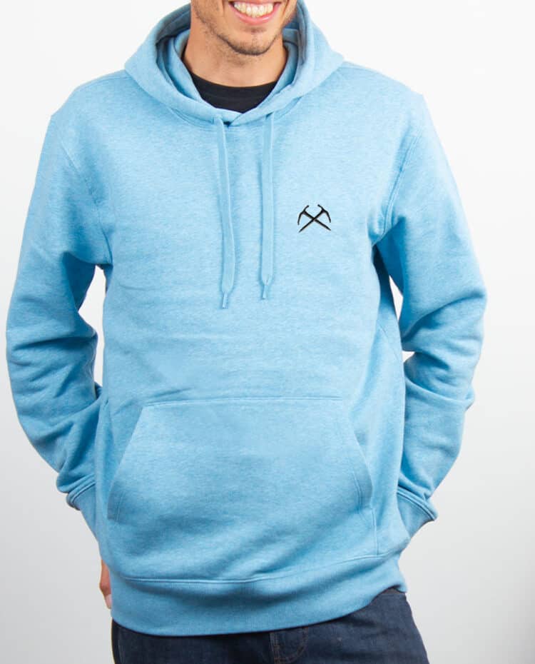 Sweat a capuche Homme Bleu ciel PIOLET ALPINISTE