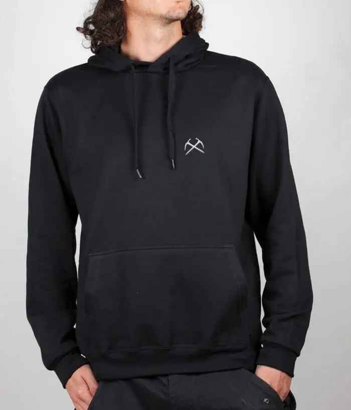 Sweat a capuche Homme Noir PIOLET ALPINISTE