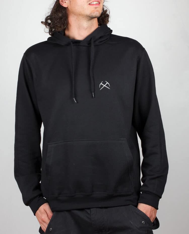 Sweat a capuche Homme Noir PIOLET ALPINISTE