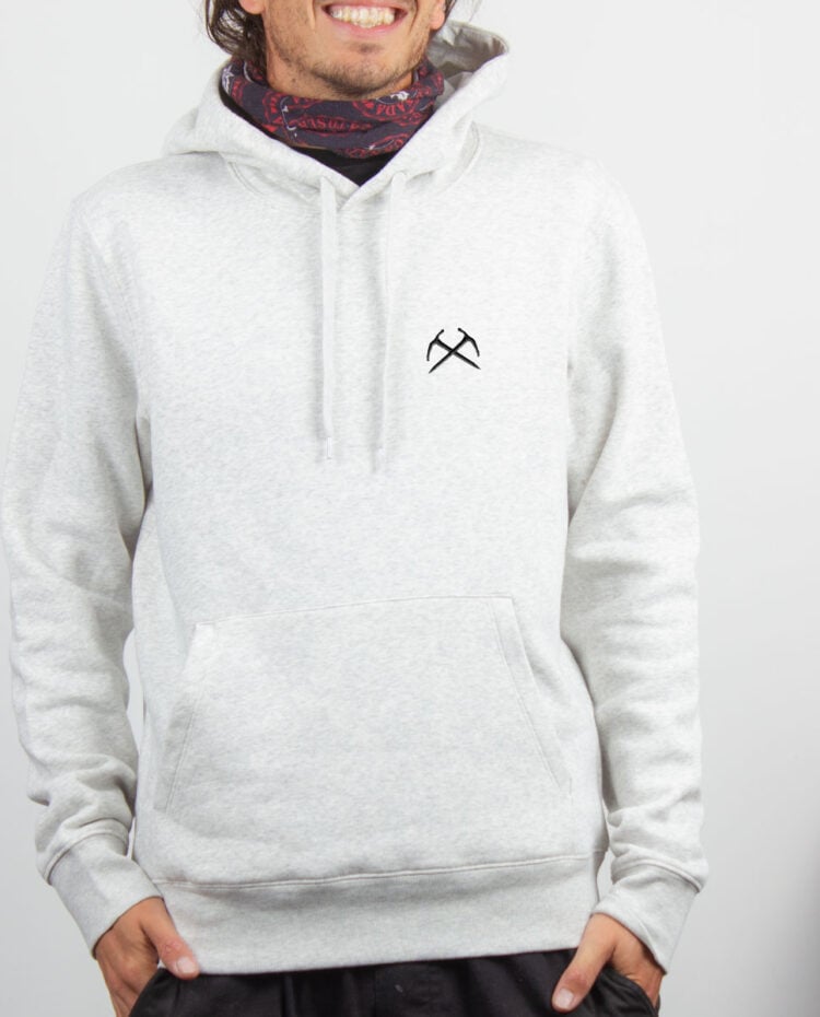 Sweat a capuche Homme blanc PIOLET ALPINISTE