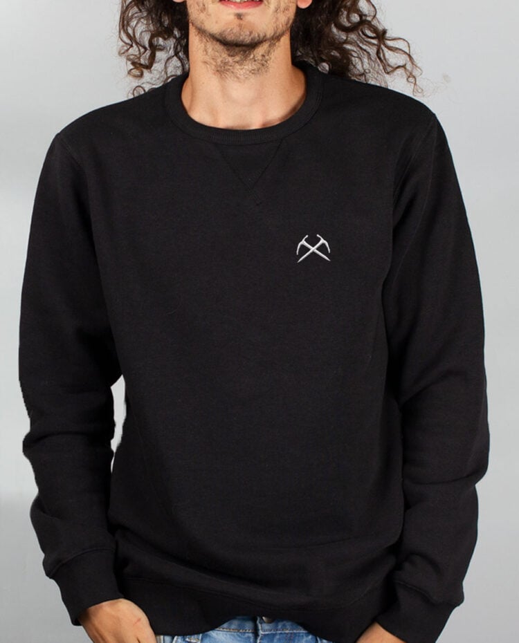 SweatShirt Homme noir PIOLET ALPINISTE