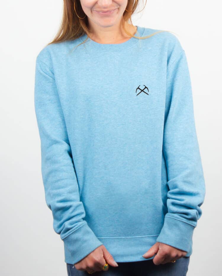 SweatShirt femme bleu ciel PIOLET ALPINISTE