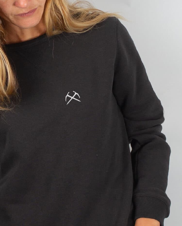 SweatShirt femme noir zoom PIOLET ALPINISTE