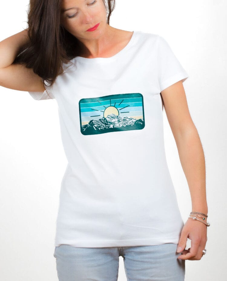 T shirt Femme Blanc Montagne Mont Blanc