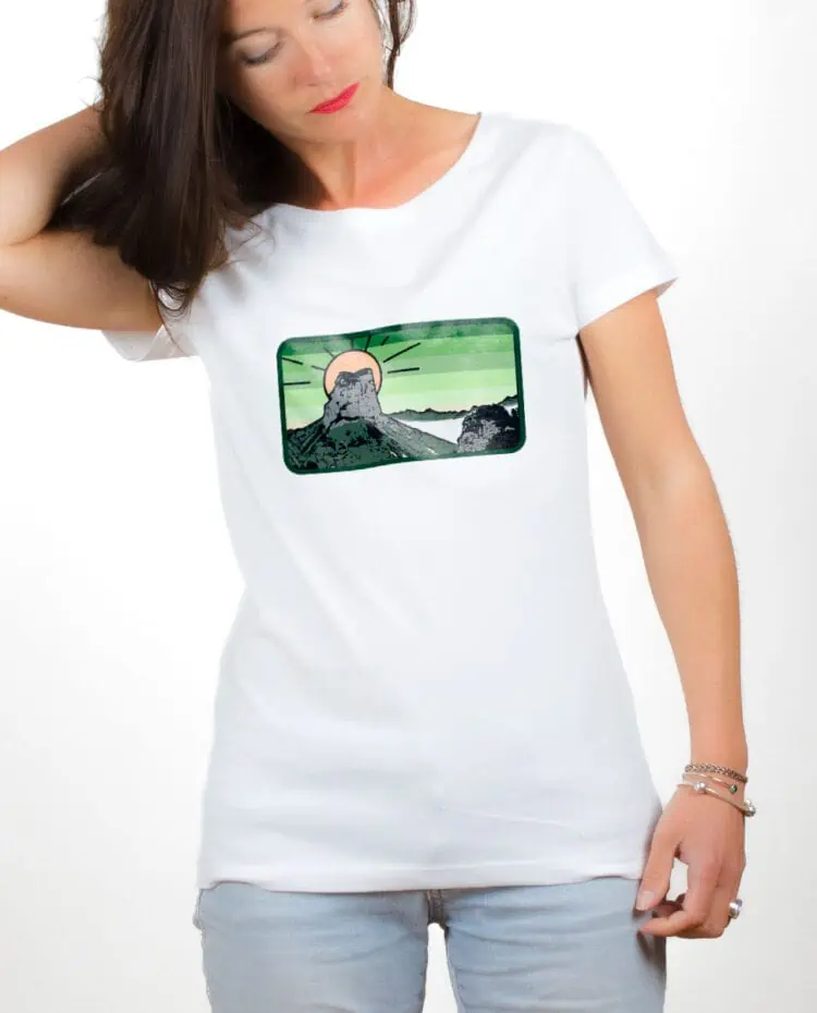 T shirt Femme Blanc Montagne Mont aiguille