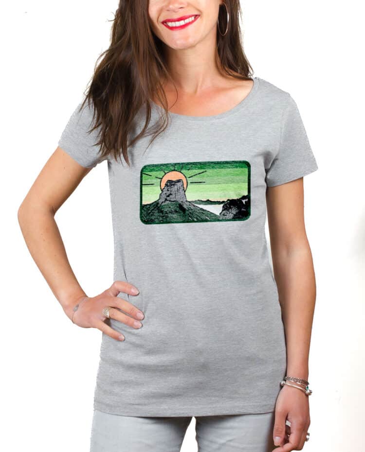 T shirt Femme Gris Montagne Mont aiguille