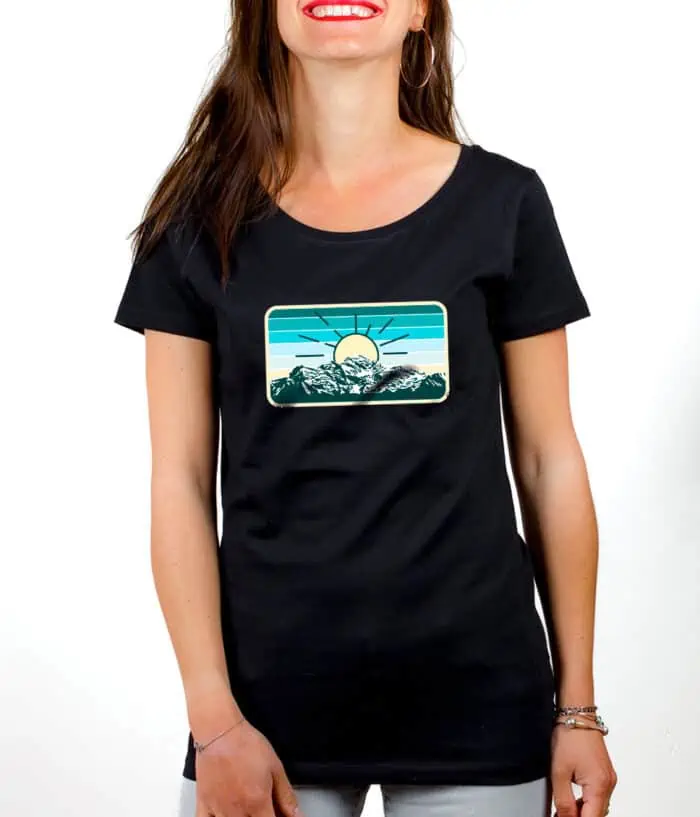 T shirt Femme Noir Montagne Mont Blanc