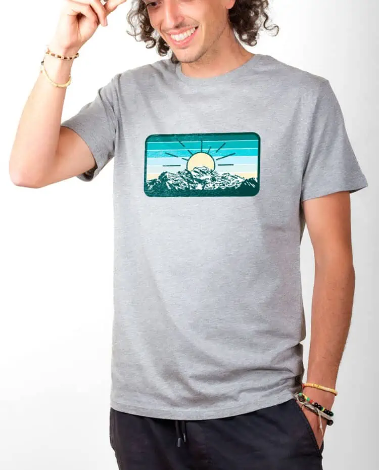 T shirt Homme Gris Montagne Mont Blanc