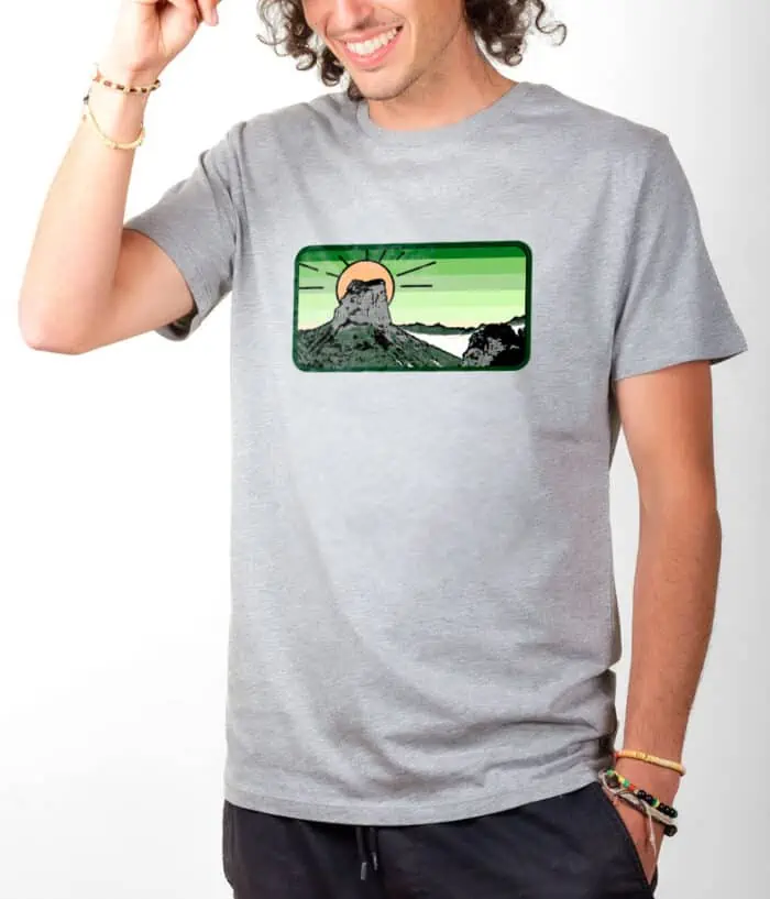T shirt Homme Gris Montagne Mont aiguille