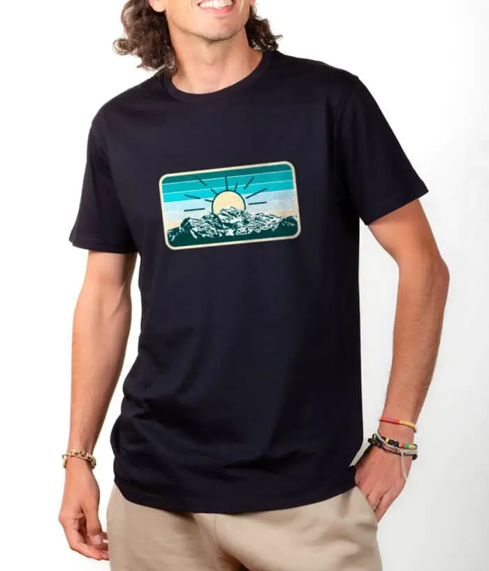 T shirt Homme Noir Montagne Mont Blanc