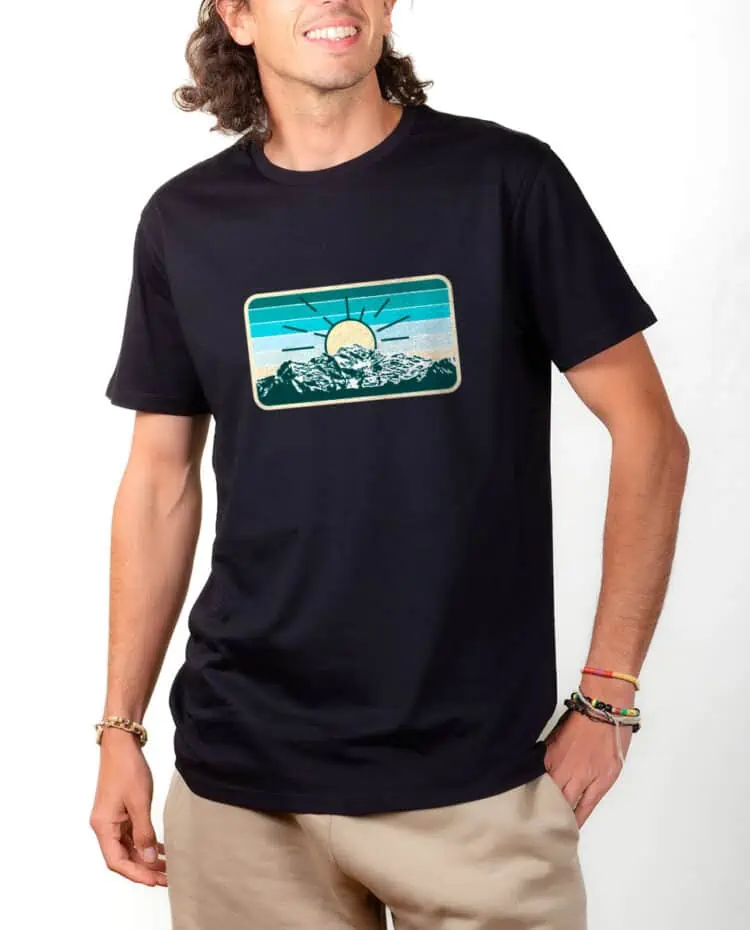 T shirt Homme Noir Montagne Mont Blanc