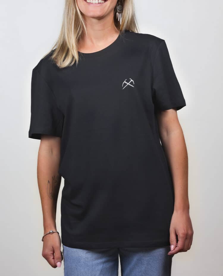 T shirt femme Noir PIOLET ALPINISTE