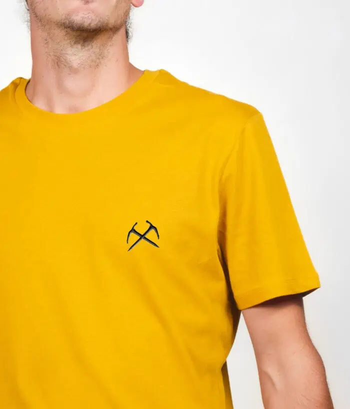 T shirt homme ocre zoom PIOLET ALPINISTE