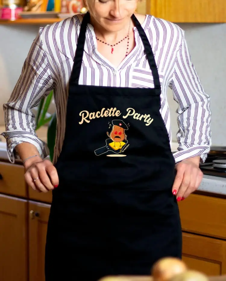 Tablier femme Noir Raclette Party dj matafan
