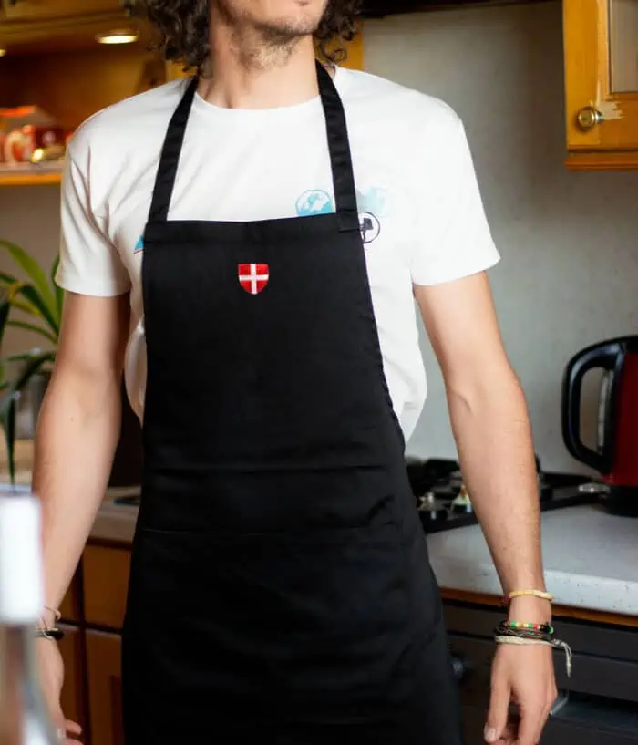Tablier homme Noir croix de savoie brode