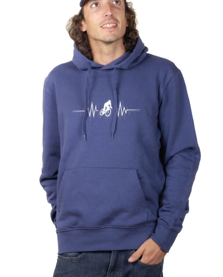 Cycliste battements de coeur Hoodie Sweat capuche homme Bleu SWHBLE147