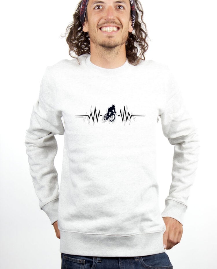 Cycliste battements de coeur Sweatshirt Pull Homme Blanc PUHBLA147