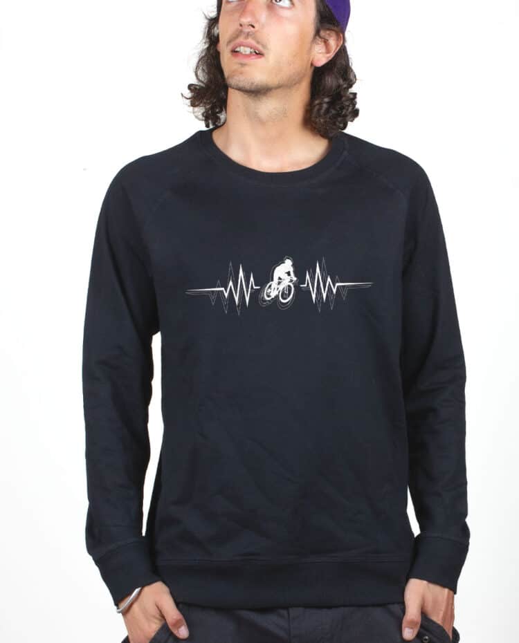 Cycliste battements de coeur Sweatshirt Pull Homme Noir PUHNOI147