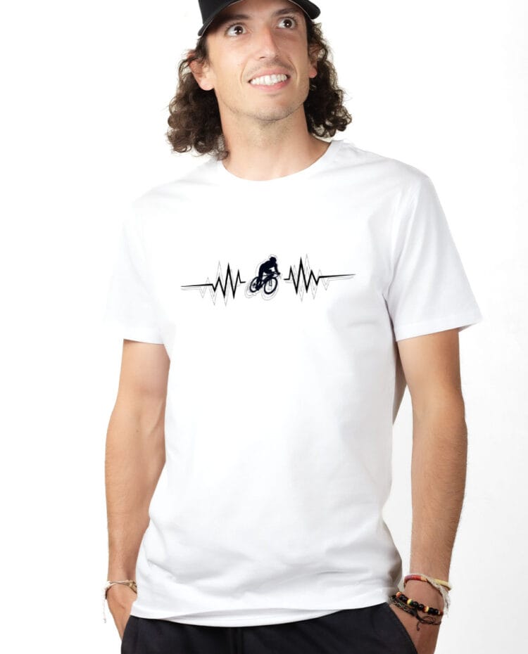 Cycliste battements de coeur T shirt Homme Blanc TSHB147