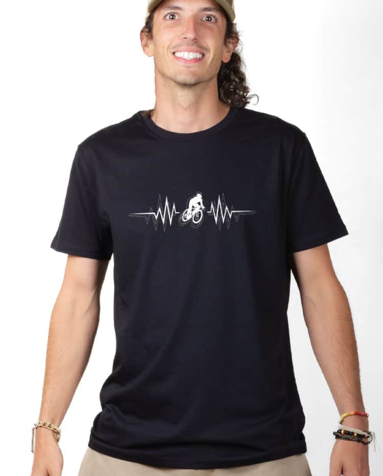 Cycliste battements de coeur T shirt Homme Noir TSHN147