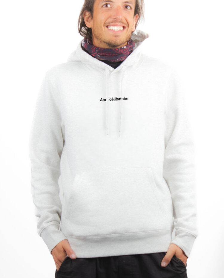 ANNECELIBATAIRE Hoodie Sweat capuche Homme Blanc SWHBLA165