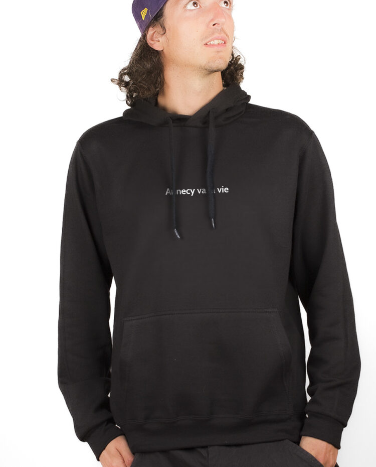 ANNECY VA LA VIE Hoodie Sweat capuche Homme Noir SWHNOI176