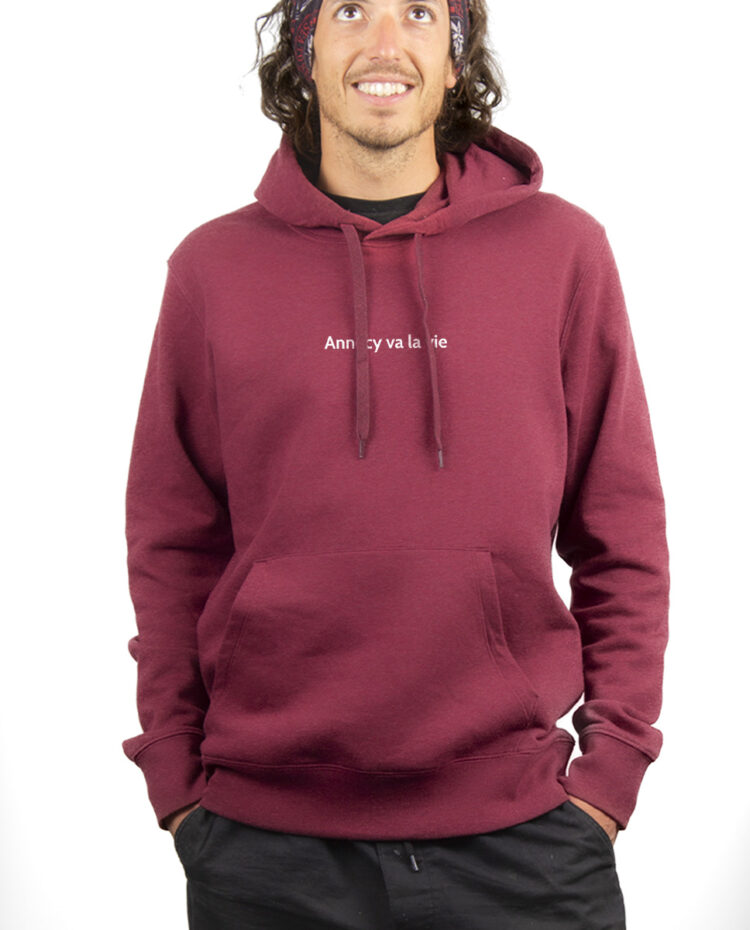 ANNECY VA LA VIE Hoodie Sweat capuche Homme bordeau SWHBOR176