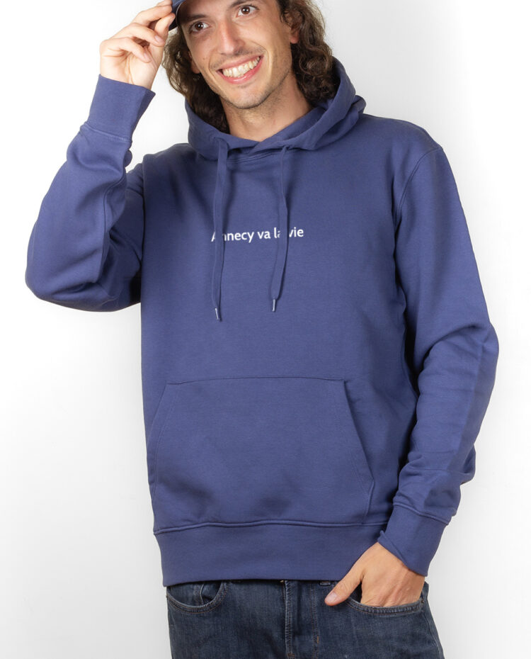 ANNECY VA LA VIE Hoodie Sweat capuche homme Bleu SWHBLE176