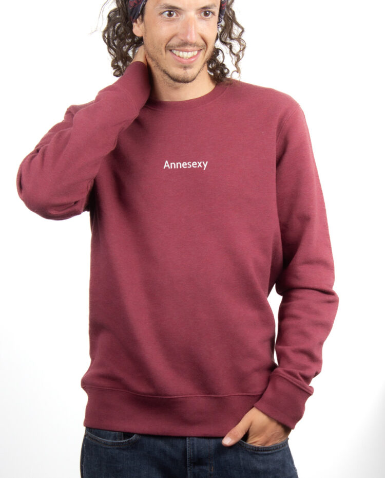 ANNESEXY Sweatshirt Pull Homme Bordeau PUHBOR180