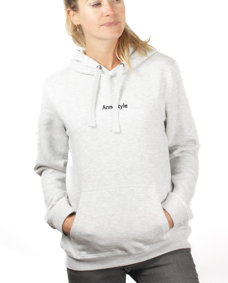 ANNESTYLE hoodie Sweat capuche Femme Blanc SWFBLA177