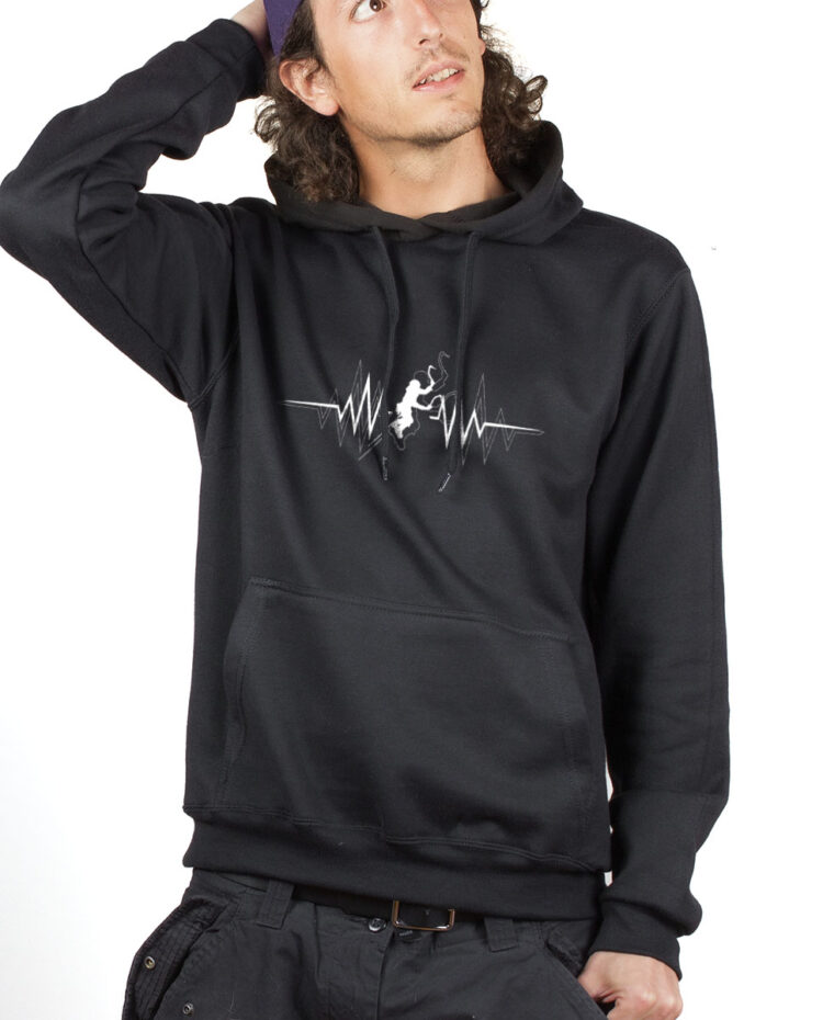 CASCADE DE GLACE BATTEMENTS DE COEUR Hoodie Sweat capuche Homme Noir SWHNOI148