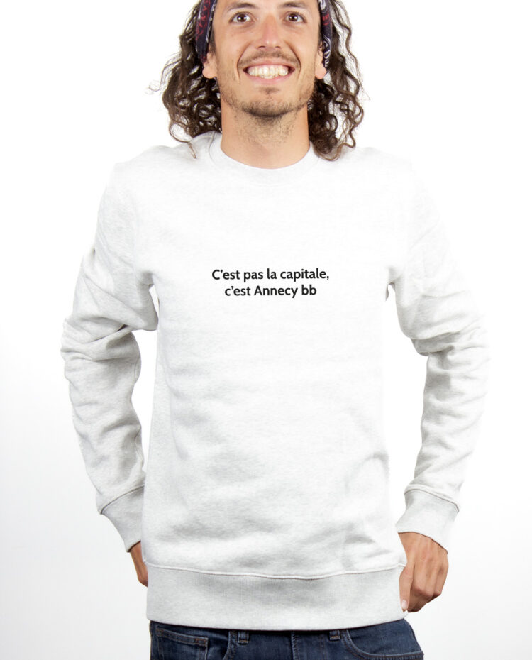 CEST PAS LA CAPITALE CEST ANNECY BB Sweatshirt Pull Homme Blanc PUHBLA175