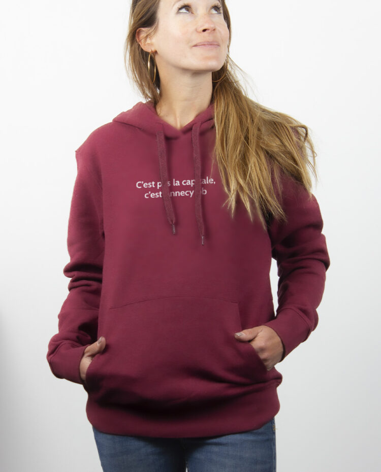 CEST PAS LA CAPITALE CEST ANNECY BB hoodie Sweat capuche Femme Bordeau SWFBOR175