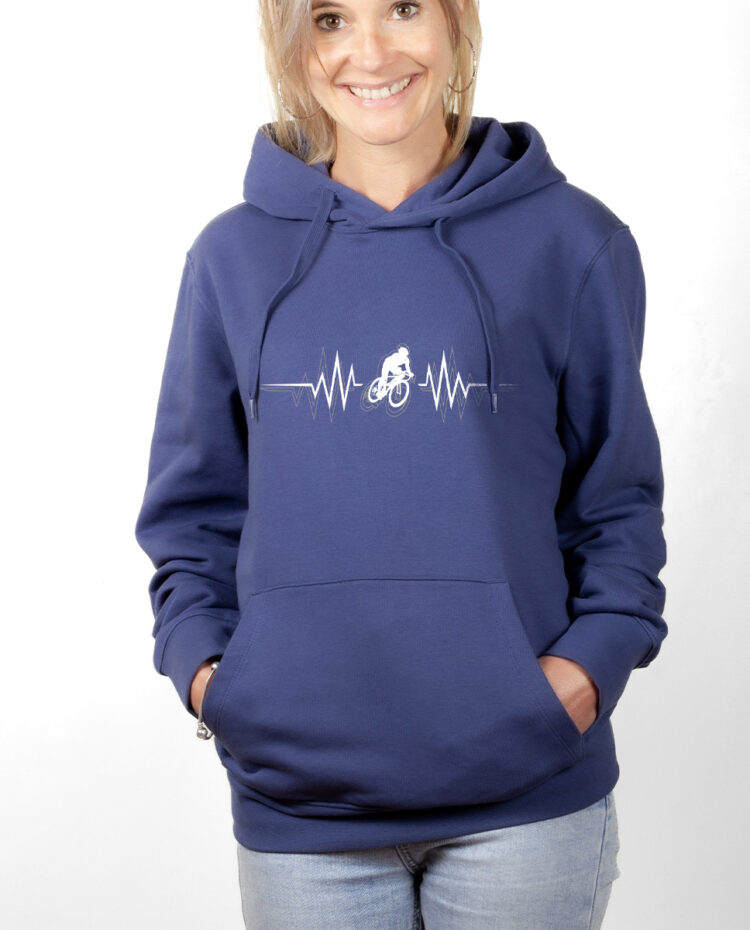 Cycliste battements de coeur Sweat Femme Bleu SWFBLE147