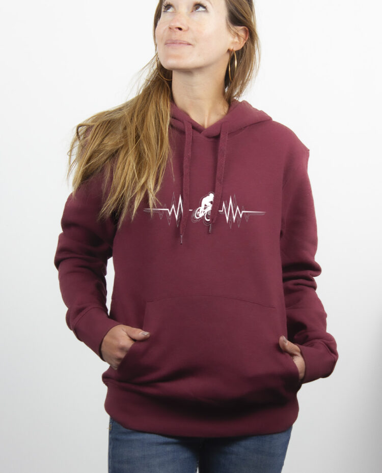 Cycliste battements de coeur Sweat Femme Bordeau SWFBOR147