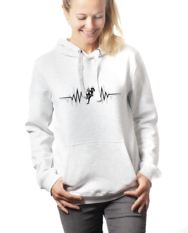 GRIMPEUR ESCALADE BATTEMENTS DE COEUR hoodie Sweat capuche Femme Blanc SWFBLA155