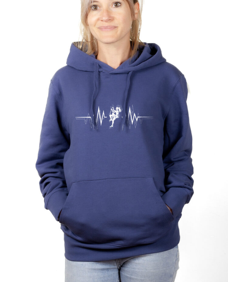 GRIMPEUR ESCALADE BATTEMENTS DE COEUR hoodie Sweat capuche Femme Bleu SWFBLE155