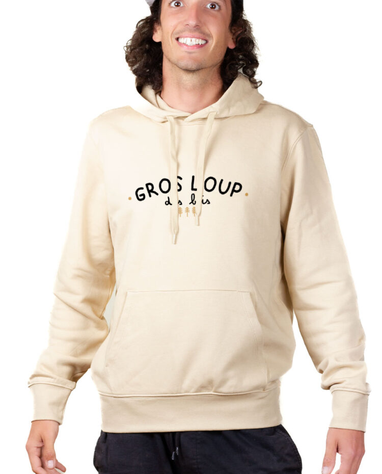 Hoodie Sweat capuche Homme Naturel SWHNAT GROS LOUP DES BOIS