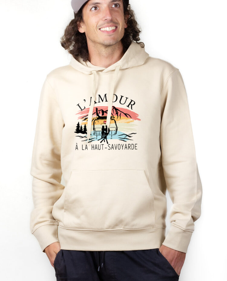 Hoodie Sweat capuche Homme Naturel SWHNAT LAMOUR A LA HAUT SAVOYARDE