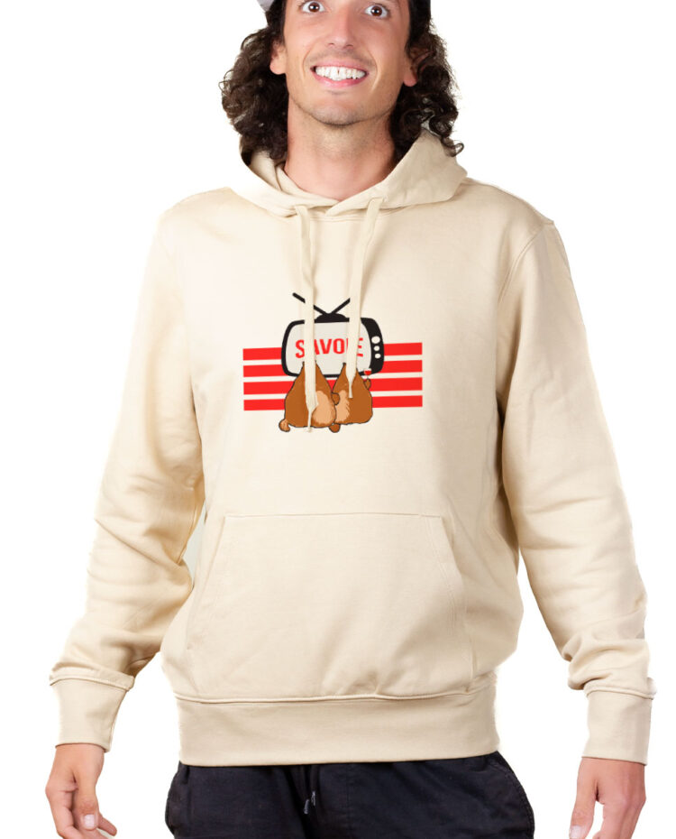 Hoodie Sweat capuche Homme Naturel SWHNAT MARMOTTES TV SAVOIE