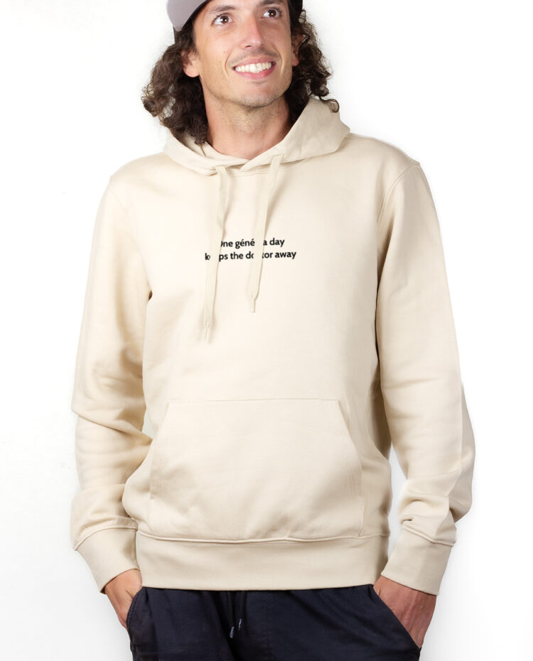 ONE GENEP A DAY KEEPS THE DOCTOR AWAY Hoodie Sweat capuche Homme Naturel SWHNAT166