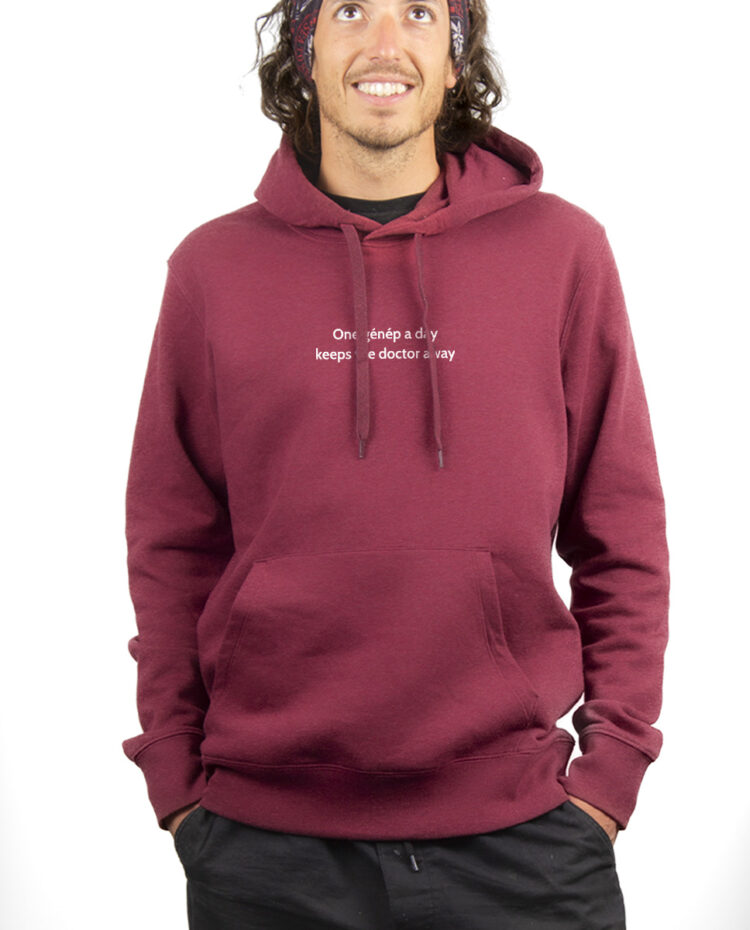 ONE GENEP A DAY KEEPS THE DOCTOR AWAY Hoodie Sweat capuche Homme bordeau SWHBOR166