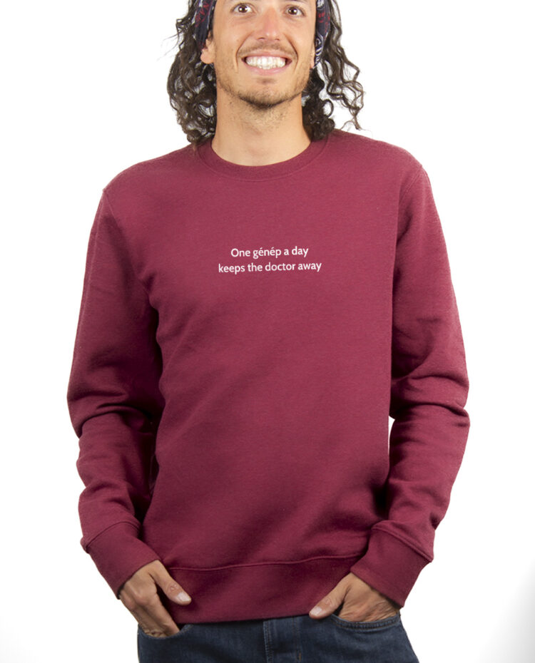 ONE GENEP A DAY KEEPS THE DOCTOR AWAY Sweatshirt Pull Homme Bordeau PUHBOR166