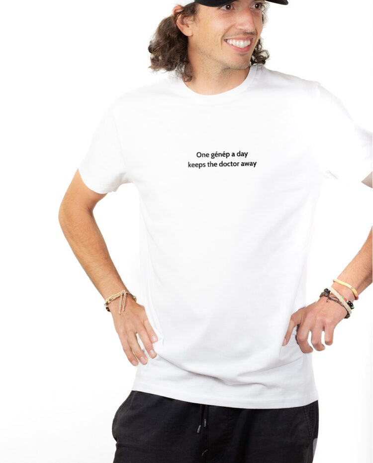 ONE GENEP A DAY KEEPS THE DOCTOR AWAY T shirt Homme Blanc TSHB166
