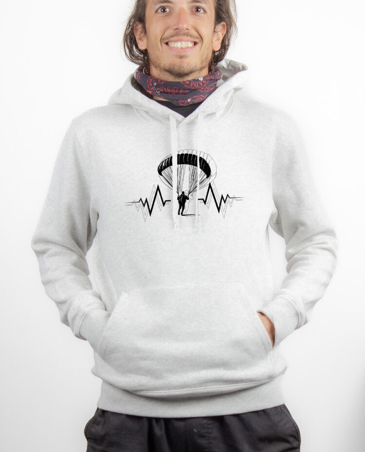 PARAPENTE BATTEMENTS DE COEUR Hoodie Sweat capuche Homme Blanc SWHBLA154