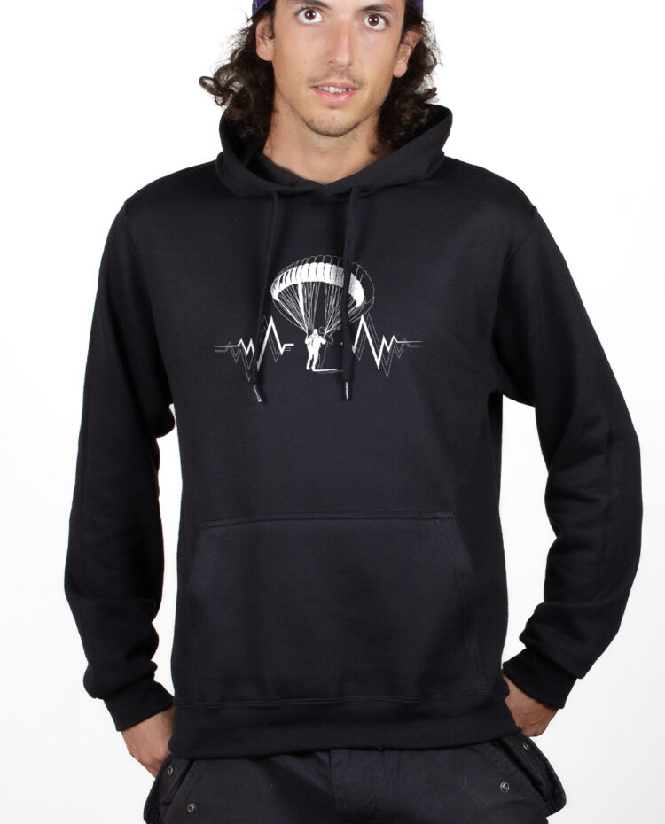 PARAPENTE BATTEMENTS DE COEUR Hoodie Sweat capuche Homme Noir SWHNOI154