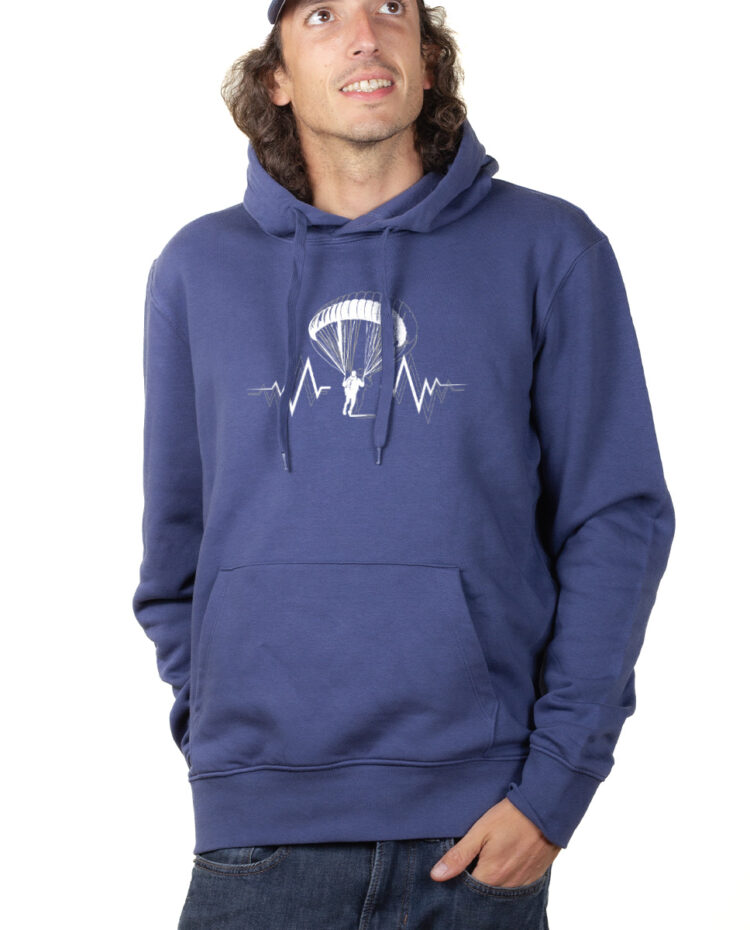 PARAPENTE BATTEMENTS DE COEUR Hoodie Sweat capuche homme Bleu SWHBLE154