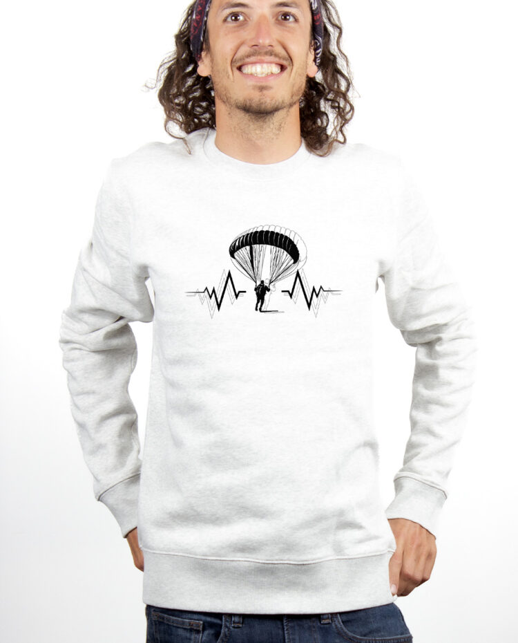 PARAPENTE BATTEMENTS DE COEUR Sweatshirt Pull Homme Blanc PUHBLA154