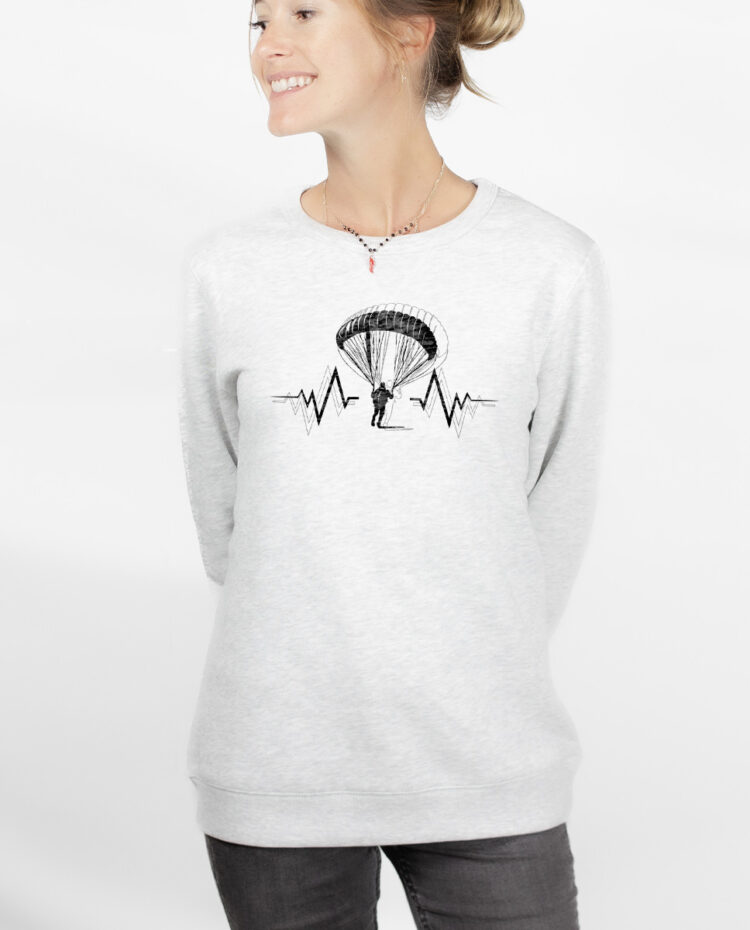 PARAPENTE BATTEMENTS DE COEUR Sweatshirt pull Femme Blanc PUFBLA154