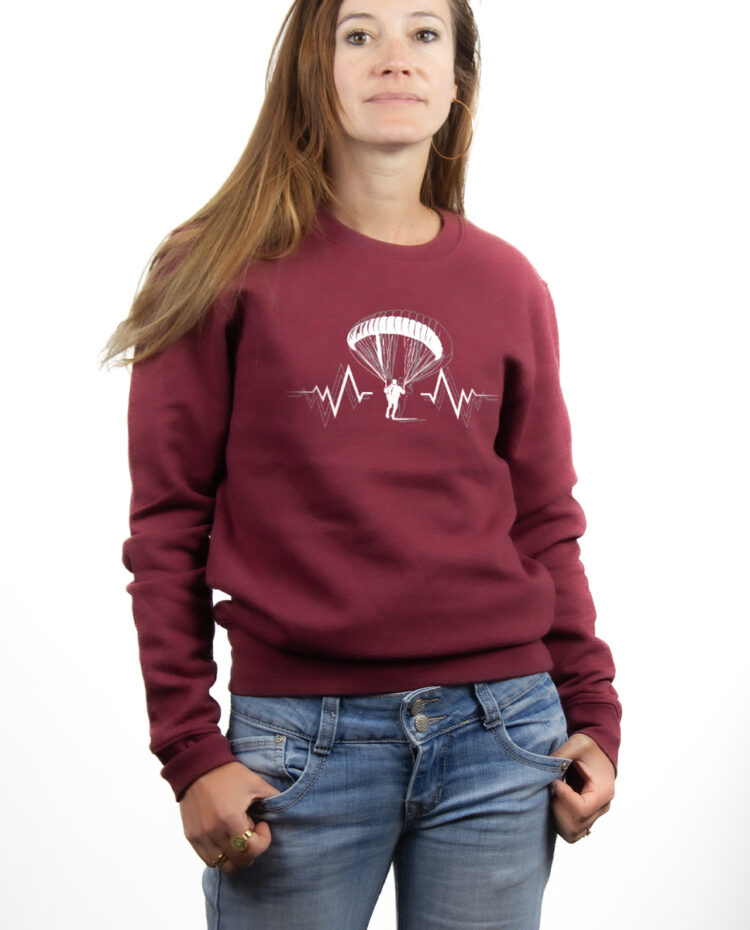 PARAPENTE BATTEMENTS DE COEUR Sweatshirt pull Femme Bordeau PUFBOR154